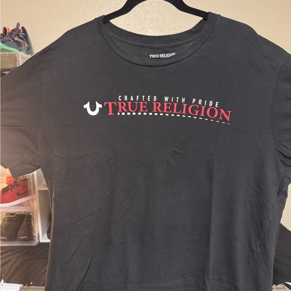 True Religion Black Tee with Red Accents